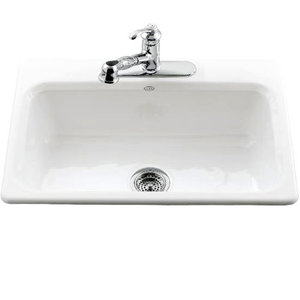 K5832-3-0 Bakersfield White/Color Single Bowl Kitchen Sink - White K5832-3-0 Bakersfield White/Color Single Bowl Kitchen Sink - White