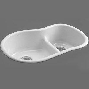 K6498-0 Iron/Tones White/Color Undermount - Double Bowl Kitchen Sink - White K6498-0 Iron/Tones White/Color Undermount - Double Bowl Kitchen Sink - White