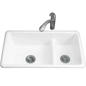 K6625-0 Iron/Tones White/Color Double Bowl Kitchen Sink - White K6625-0 Iron/Tones White/Color Double Bowl Kitchen Sink - White