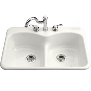 K6626-3-0 Langlade White/Color Double Bowl Kitchen Sink - White K6626-3-0 Langlade White/Color Double Bowl Kitchen Sink - White