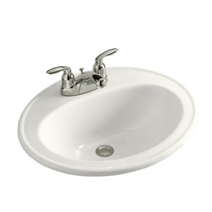 K2196-4F-0 Pennington Self Rimming Bathroom Sink - White K2196-4F-0 Pennington Self Rimming Bathroom Sink - White