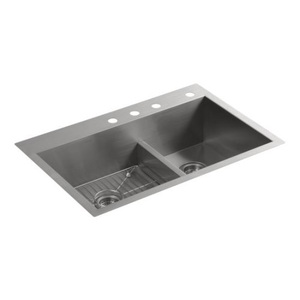 K3839-4-NA Vault Stainless Steel Double Bowl Kitchen Sink - Stainless Steel K3839-4-NA Vault Stainless Steel Double Bowl Kitchen Sink - Stainless Steel