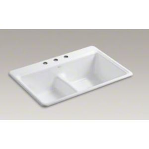 K5838-3-0 Deerfield White/Color Double Bowl Kitchen Sink - White K5838-3-0 Deerfield White/Color Double Bowl Kitchen Sink - White