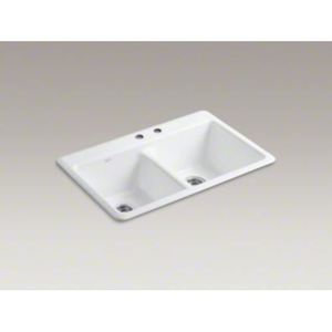 K5840-2-0 Anthem White/Color Double Bowl Kitchen Sink - White K5840-2-0 Anthem White/Color Double Bowl Kitchen Sink - White