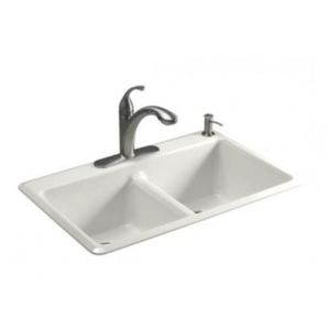 K5840-4-0 Anthem White/Color Double Bowl Kitchen Sink - White K5840-4-0 Anthem White/Color Double Bowl Kitchen Sink - White