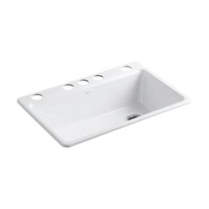 K5871-5UA3-0 Riverby White/Color Undermount - Single Bowl Kitchen Sink - White K5871-5UA3-0 Riverby White/Color Undermount - Single Bowl Kitchen Sink - White