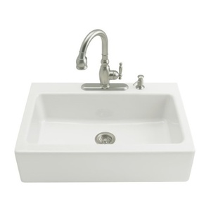 K6546-3-0 Dickinson Apron Front / Specialty Sink Kitchen Sink - White K6546-3-0 Dickinson Apron Front / Specialty Sink Kitchen Sink - White