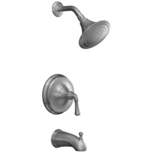 KT102754G/K304K Forte Sculpted One Handle Tub & Shower Faucet - Brushed Chrome KT102754G/K304K Forte Sculpted One Handle Tub & Shower Faucet - Brushed Chrome