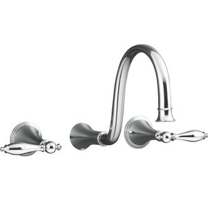 KT3434M-CP/K410K-NA Finial Traditional Wall Mount Bathroom Faucet Bathroom Faucet - Polished Chrome KT3434M-CP/K410K-NA Finial Traditional Wall Mount Bathroom Faucet Bathroom Faucet - Polished Chrome
