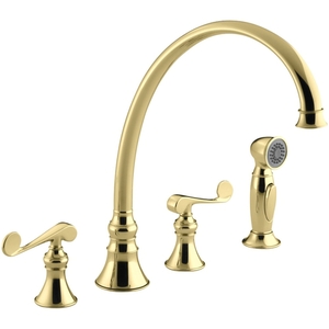 K16111-4-PB Revival Two-Handle Kitchen Faucet - Vibrant Polished Brass K16111-4-PB Revival Two-Handle Kitchen Faucet - Vibrant Polished Brass