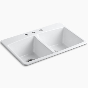 K5846-3-0 Brookfield White/Color Double Bowl Kitchen Sink - White K5846-3-0 Brookfield White/Color Double Bowl Kitchen Sink - White