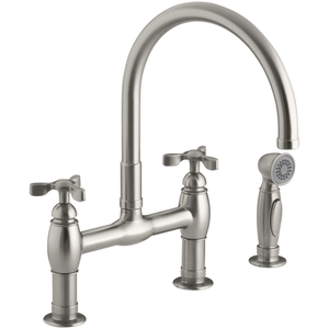 K6131-3-VS Parq Two-Handle Kitchen Faucet - Vibrant Stainless K6131-3-VS Parq Two-Handle Kitchen Faucet - Vibrant Stainless