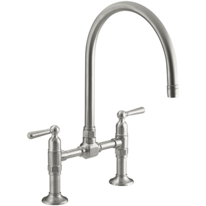 K7337-4-BS Hi Rise Two-Handle Kitchen Faucet - Brushed Stainless K7337-4-BS Hi Rise Two-Handle Kitchen Faucet - Brushed Stainless