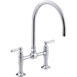 K7337-4-S Hi Rise Two-Handle Kitchen Faucet - Polished Stainless K7337-4-S Hi Rise Two-Handle Kitchen Faucet - Polished Stainless