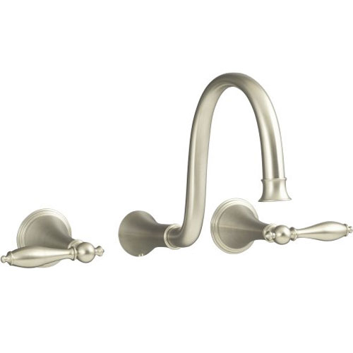 KT3434M-BN/-K410K-NA Finial Traditional Wall Mount Bathroom Faucet Bathroom Faucet - Vibrant Brushed Nickel KT3434M-BN/-K410K-NA Finial Traditional Wall Mount Bathroom Faucet Bathroom Faucet - Vibrant Brushed Nickel