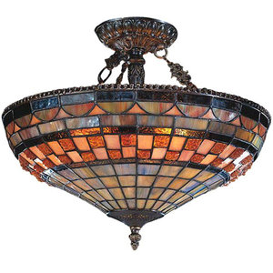 E614CB Jewelstone Semi Flush Mount Ceiling Light - Classic Bronze E614CB Jewelstone Semi Flush Mount Ceiling Light - Classic Bronze