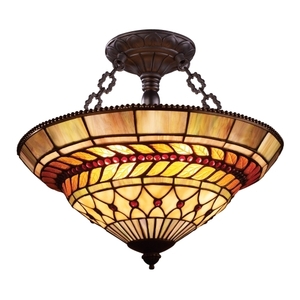 E700863 Glass Leaf Semi Flush Mount Ceiling Light - Tiffany Bronze E700863 Glass Leaf Semi Flush Mount Ceiling Light - Tiffany Bronze
