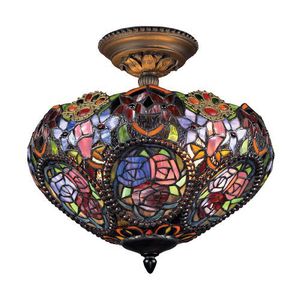 E701712 Parlor Semi Flush Mount Ceiling Light - Tiffany Bronze E701712 Parlor Semi Flush Mount Ceiling Light - Tiffany Bronze