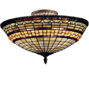 E934CB Jewelstone Semi Flush Mount Ceiling Light - Classic Bronze E934CB Jewelstone Semi Flush Mount Ceiling Light - Classic Bronze
