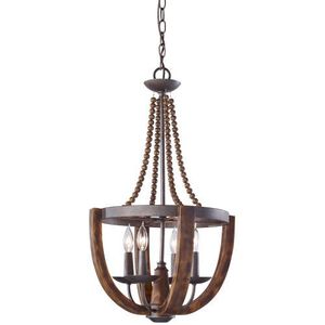 MF27534RIBWD Adan Mini Chandelier - Rustic Iron / Burnished Wood MF27534RIBWD Adan Mini Chandelier - Rustic Iron / Burnished Wood