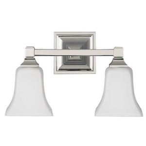 MVS12402PN American Foursquare 2 Bulb Bathroom Lighting - Polished Nickel MVS12402PN American Foursquare 2 Bulb Bathroom Lighting - Polished Nickel