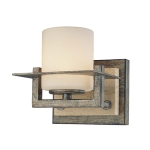 M6461273 Compositions 1 Bulb Wall Sconce - Aged Patina Iron w/Travertine Stone M6461273 Compositions 1 Bulb Wall Sconce - Aged Patina Iron w/Travertine Stone