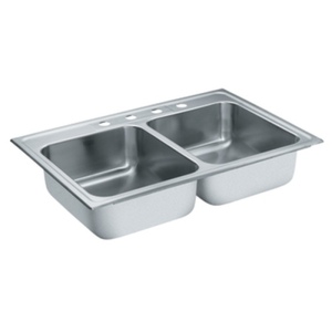 M22218 Camelot Stainless Steel Double Bowl Kitchen Sink - Stainless M22218 Camelot Stainless Steel Double Bowl Kitchen Sink - Stainless