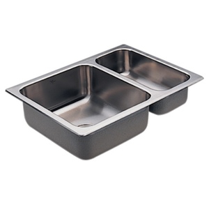 M22234 Camelot Stainless Steel Double Bowl Kitchen Sink - Stainless Steel M22234 Camelot Stainless Steel Double Bowl Kitchen Sink - Stainless Steel