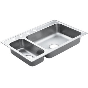 M22823 Excalibur Stainless Steel Double Bowl Kitchen Sink - Stainless M22823 Excalibur Stainless Steel Double Bowl Kitchen Sink - Stainless