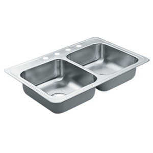 M22826 Excalibur Stainless Steel Double Bowl Kitchen Sink - Stainless Steel M22826 Excalibur Stainless Steel Double Bowl Kitchen Sink - Stainless Steel