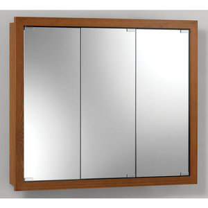 R740639 Framed Tri-view Medicine Cabinet - Honey Oak R740639 Framed Tri-view Medicine Cabinet - Honey Oak