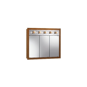 R755411 Framed Tri-view Medicine Cabinet - Honey Oak R755411 Framed Tri-view Medicine Cabinet - Honey Oak