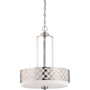 N604666 Margaux Drum Pendant Pendant Light - Polished Nickel N604666 Margaux Drum Pendant Pendant Light - Polished Nickel