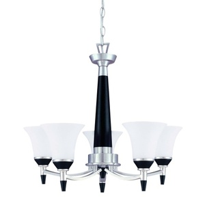 N601742 Keen Mid Sized Chandelier Chandelier - Brushed Nickel With Ebony Wood N601742 Keen Mid Sized Chandelier Chandelier - Brushed Nickel With Ebony Wood