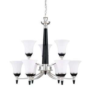 N601743 Keen Mid Sized Chandelier Chandelier - Brushed Nickel With Ebony Wood N601743 Keen Mid Sized Chandelier Chandelier - Brushed Nickel With Ebony Wood
