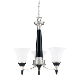 N602454 Keen Mini Chandelier - Brushed Nickel with Ebony Wood N602454 Keen Mini Chandelier - Brushed Nickel with Ebony Wood