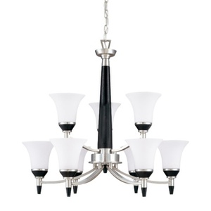 N602456 Keen Mid Sized Chandelier Chandelier - Brushed Nickel with Ebony Wood N602456 Keen Mid Sized Chandelier Chandelier - Brushed Nickel with Ebony Wood