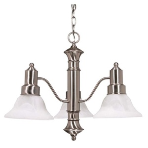 N603183 Gotham Mini Chandelier - Brushed Nickel / Alabaster N603183 Gotham Mini Chandelier - Brushed Nickel / Alabaster