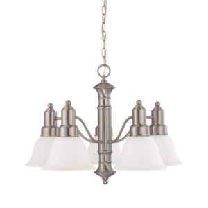 N603242 Gotham Mid Sized Chandelier Chandelier - Brushed Nickel / Frosted N603242 Gotham Mid Sized Chandelier Chandelier - Brushed Nickel / Frosted