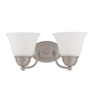 N603265 Empire 2 Bulb Bathroom Lighting - Brushed Nickel / Frosted N603265 Empire 2 Bulb Bathroom Lighting - Brushed Nickel / Frosted