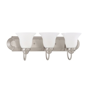N603279 Ballerina 3 Bulb Bathroom Lighting - Brushed Nickel / Frosted N603279 Ballerina 3 Bulb Bathroom Lighting - Brushed Nickel / Frosted