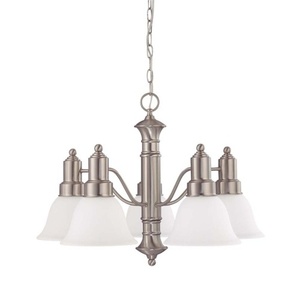 N603292 Gotham Mid Sized Chandelier Chandelier - Brushed Nickel / Frosted N603292 Gotham Mid Sized Chandelier Chandelier - Brushed Nickel / Frosted
