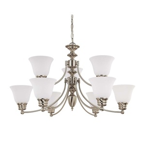 N603306 Empire Large Foyer Chandelier Chandelier - Brushed Nickel / Frosted N603306 Empire Large Foyer Chandelier Chandelier - Brushed Nickel / Frosted