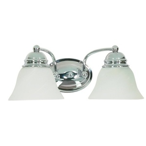 NUV60337 Empire 2 Bulb Bathroom Lighting - Polished Chrome / Alabaster NUV60337 Empire 2 Bulb Bathroom Lighting - Polished Chrome / Alabaster