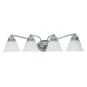 NUV60339 Empire 4 or More Bulb Bathroom Lighting - Polished Chrome / Alabaster NUV60339 Empire 4 or More Bulb Bathroom Lighting - Polished Chrome / Alabaster