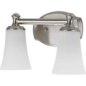 PP297109 Devon 2 Bulb Bathroom Lighting - Brushed Nickel PP297109 Devon 2 Bulb Bathroom Lighting - Brushed Nickel