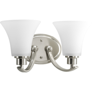 PP200109 Joy 2 Bulb Bathroom Lighting - Brushed Nickel PP200109 Joy 2 Bulb Bathroom Lighting - Brushed Nickel