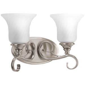 PP278409 Kensington 2 Bulb Bathroom Lighting - Brushed Nickel PP278409 Kensington 2 Bulb Bathroom Lighting - Brushed Nickel