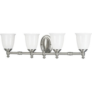 PP304109 Victorian 4 or More Bulb Bathroom Lighting - Brushed Nickel PP304109 Victorian 4 or More Bulb Bathroom Lighting - Brushed Nickel