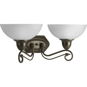 PP327020 Pavillion 2 Bulb Bathroom Lighting - Antique Bronze PP327020 Pavillion 2 Bulb Bathroom Lighting - Antique Bronze